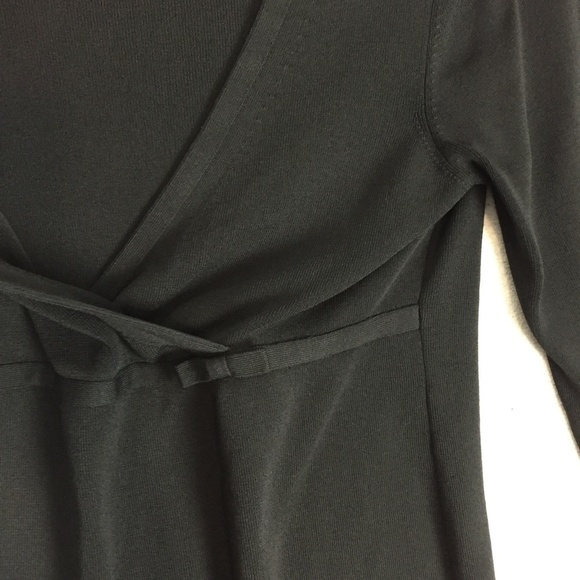 Ann Taylor Loft Cross Front Top Sz Medium Black Ribbed V Neck Tunic - Picture 4 of 9